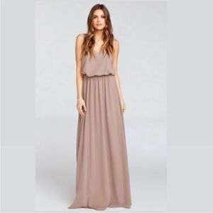 SHOW Me Your Mumu Kendall Maxi With Slit Dress Dune Chiffon Sz XS